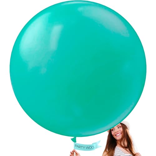 Image of PartyWoo Teal Balloons 4pcs 36 Inch Turquoise Dark Teal Latex Balloons for Baby Shower Wedding Anniversary Gender Reveal Graduation Mermaid Birthday Pool Bachelorette Party Decorations Blue-Y69