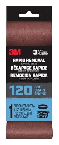 3M Rapid Removal 3 in. x 21 in. Power Sanding Belt, 120 Grit, 1/Pack - image 1