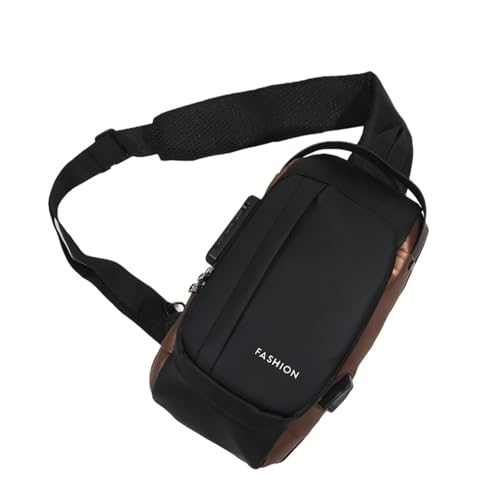 Anti-theft Chest Bag Business Shoulder Bags Satchel Bag with USB Sling Crossbody Backpack Travel Hiking Daypack for Women Men,Black Gold4