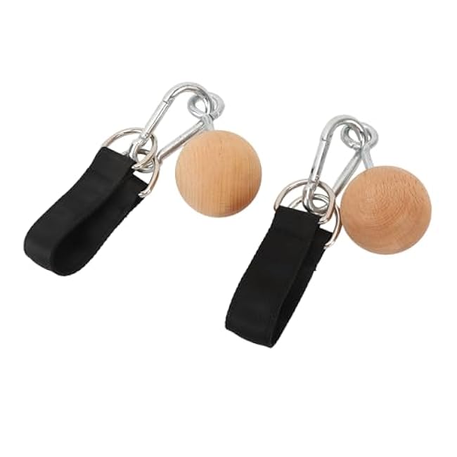 SUNGOOYUE Pull Up Ball Grip, 1 Pair Anti Slip Beech Wood Climbing Ball Hold Grip with Strap for Strength Training Fitness