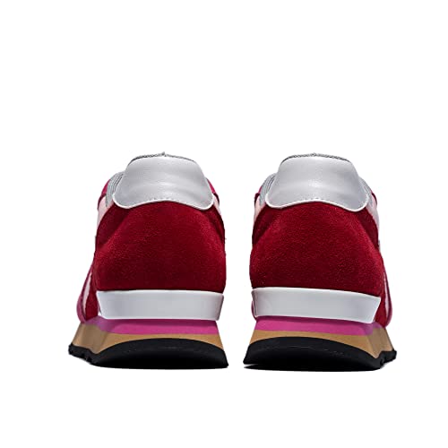 OPP Women Suede Leather Shoes Fashion Casual Lace-up Athletic Tennis Sports Gym Running Sneakers for Women Red Pink 5 by whaletill - Image 4