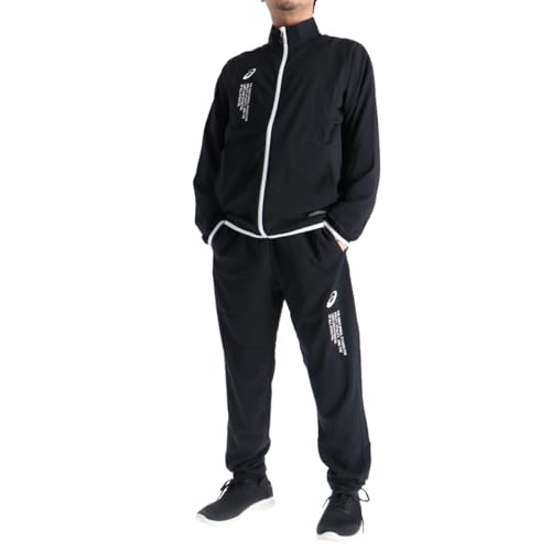 [アシックス] トレーニングウェア 上下 メンズ スポーツウェア クロスジャージ 薄手 2033C031 ブラック×ホワイト Lサイズ