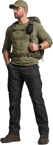 Image of CQR Men's Convertible Cargo Tactical Pants, Water Resistant Outdoor Hiking Pants, Zip Off Lightweight Stretch Work Pants