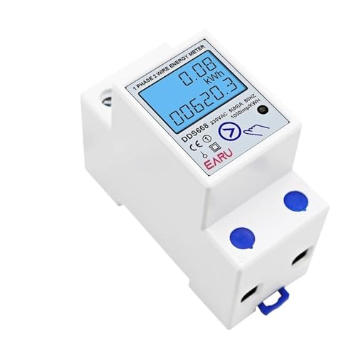 Wattmètre Din Rail monophasé affichant kWh, tension et courant précis