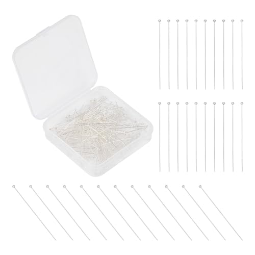 GOMAKERER 400 Pcs Brass Ball Head Pins, Silver 24 Gauge Wire Needle Headpins Long End Head Pins Jewelry Making Accessories for Crafting DIY Handmade