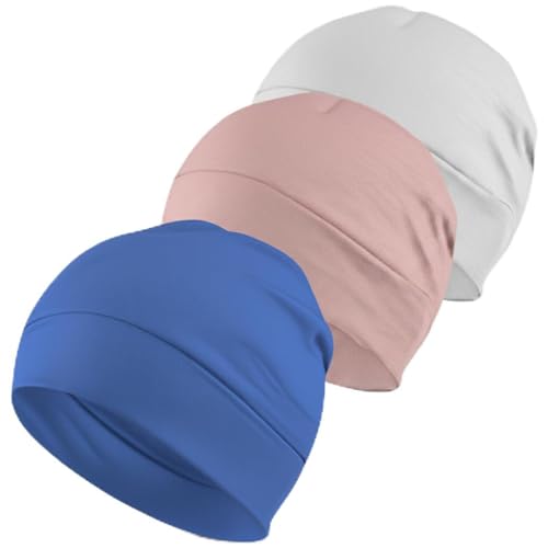 Image of SATKARTAR Cotton Lycra Beanie Skull Cap | Soft, Stretchable Sleep Hat & Helmet Liner | Ideal for Biking, Cycling & Sports - Unisex