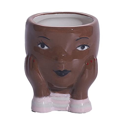 Pot de fleurs visage figurine avec trou de drainage pour plante grasse