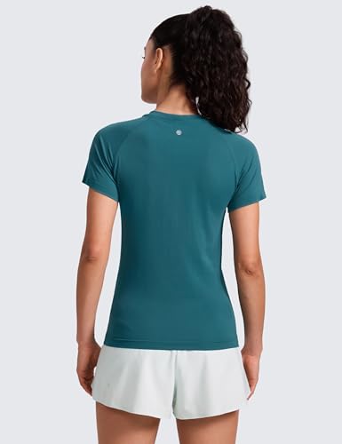Image of CRZ YOGA Seamless T-Shirt Hip Length | Training, Chafe-Free, Slim Fit, Raglan Sleeves, Mesh Vents, Workout, Short Sleeve Tops for Women