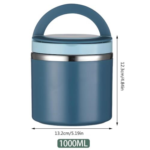 Miniatura 7 de Yotutun 1l Recipiente Térmico Para Comida, Termo Para Comida Con Asa Caliente Acero Inoxidable Para Adultos Y Niños Para Alimentos Para Escuela Oficina Viajes Azul