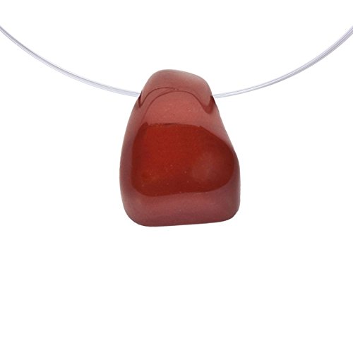Piedra de tambor, jaspe, color rojo, piedra preciosa y curativa | perforada | incluye correa de piel | forma de gota | producto natural | de Sudáfrica