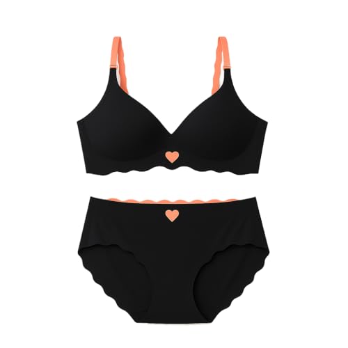 Image of Women Bra Panty Set Soft Natural Support Seamless Backless Summer Bra Panties Set | Adjustable Straps and Heart Design Lingerie Set | Women's Suit Push-Ups Sports Underwear Bra Set