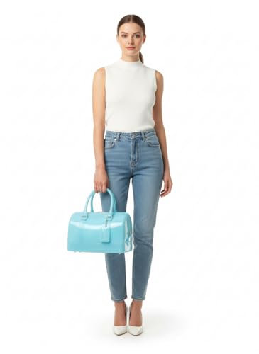 Image of Ladies Summer Jelly Pillow-shaped Top Handle Handbag Candy Color Transparent Crystal Purse