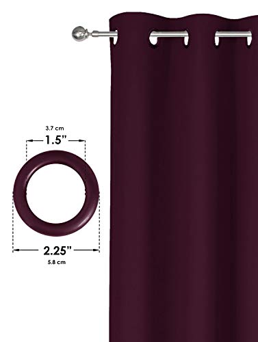 Image of Story@Home Room Darkening Faux Silk Noise Reducing Thermal Insulated Eyelet Ring Top Blackout Curtains with Tie Backs Set of 4 Piece - Purple (9 Feet - Long Door)- 46 x 108 Inch
