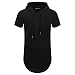 UNRESTRAINED Mens Hipster Hip Hop Longline Hooded Side Zipper T Shirt