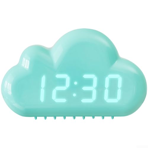 Floweringbeter Réveil nuage LED avec contrôle vocal Fonction snooze Veilleuse Calendrier Bleu
