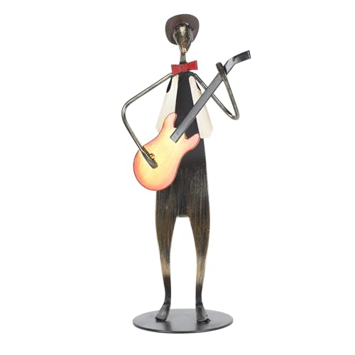QWUUYEC Figura de Guitarrista Estatueta de Metal en Superficie Mate, Escultura Realista para Escritorio, Decoración Musical y Oficina - Material de Hierro, Detalles Exquisitos,