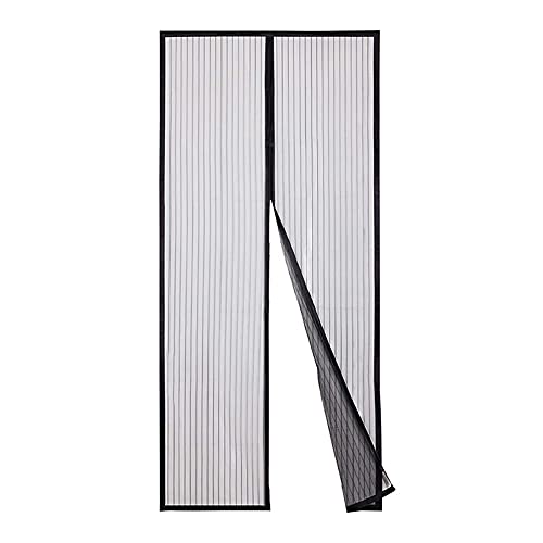 HOMDO Magnet Fliegengitter Tür 140x210cm, Fliegengitter Balkontür Ohne Bohren mit Klettverschluss Magnetvorhang für Balkontür Terrassentür Kellertür Schiebetür und Wohnzimmer, Schwarz Cover