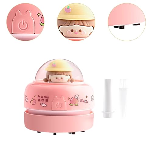Aspiradora de mano mini de escritorio rosa para limpieza infantil 4