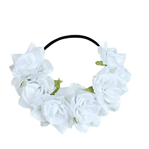 Coconano BLANCO NOVIA FLOR COLOR DE ROSA TOCADO DE BODA NOVIA CORONA DE CORONA CORONA DE PLAYA ACCESORIOS DE FOTOS