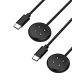 Google Pixel Watch 3 / Pixel Watch 2 / Fitbit Versa 4 / Sense 2 用 充電ケーブル 充電器 KONXISA 1m長さ 磁気充電 Type-Cコネクタ 高耐久 軽量 小さい 持ち運び便利 スマートウォッチアクセサリー（2本/ブラック）