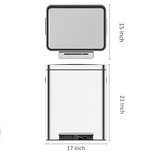 Bote de basura rectangular de acero inoxidable 36 L con pedal miniatura 2