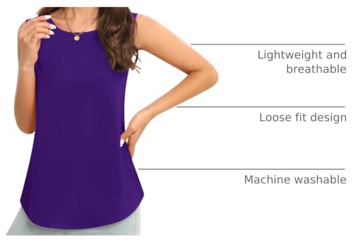 Image of Women's Sleeveless Chiffon Tank Top Business Casual Blouse Tunic Top