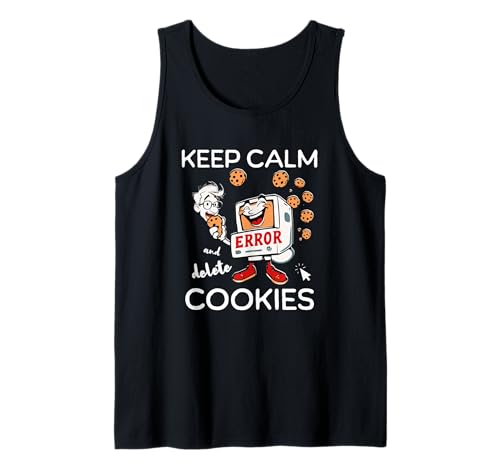 Keep Calm and Delete Cookies Funny Tech Meme Design Camiseta sin Mangas