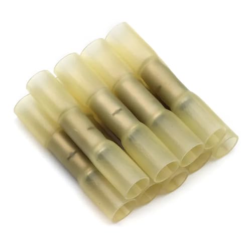 Heat Shrink Butt Connectors 3 Sizes Electrical Wire Splice Cable Crimp Terminals AWG 22-10 Kit(Yellow,50Pcs)