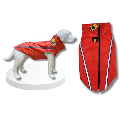A+a Pets’ Rain & Wind’ Jacket For Dogs | Raincoat | Windproof | No Slip Fabric | Comfortable (Red 4XL)