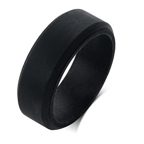 MZZJ 2Pcs Personalized Couple Silicone Rings 8MM Breathable Rubber Bevel Edges Rings Wedding Band Promise Egagement Rings for Him Her,Anniversary Birthday Gift for Husband Wife,Size 7-122