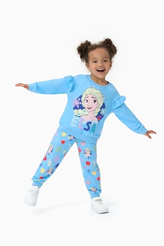 Image of Disney Frozen Toddler Girl Outfits Long Sleeve Shirt and Pocket Pant Clothing Sets Fall Casual Pullover Dailywear