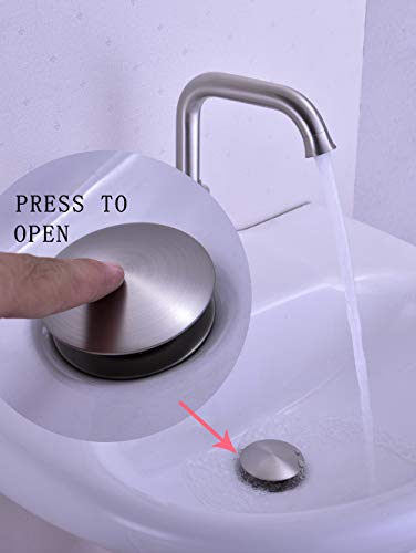 GORDEE Bathroom Sink Stopper P-Trap Complete Set Adjustable Bottle Trap Solid Brass Sink Drain Kit Tube and Pop Up Drain Stopper Set with Overflow, Brushed Nickel Silver