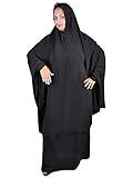 Zweiteiliges Khimar - Rock Set ( Tscharschaf Set ) Sunna - Gebetskleidung Islamische Kleidung für Muslima in Farbe schwarz