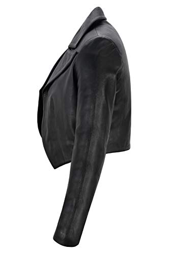 Women Cropped Jacket Open Shrug Bolero Evening Blouse Coat Lambskin Leather 56504