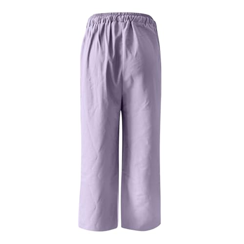Linen Pants Men Relaxed Fit Straight Leg Embroidered Pants Lightweight Comfort Elastic Waist Trousers with Pocket3