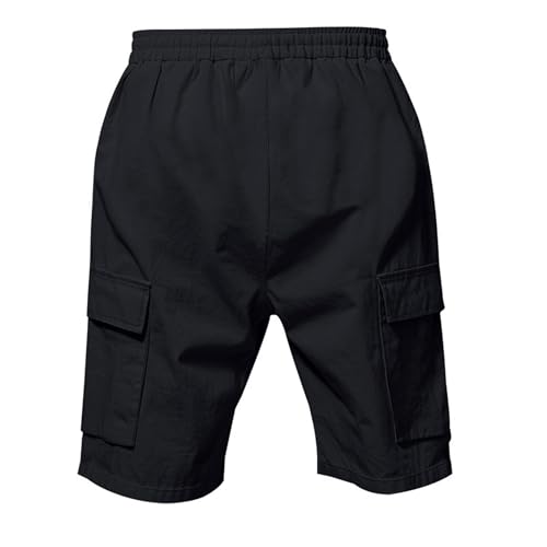 Image of Mens Linen Shorts Casual Drawstring Elastic Waist Cargo Vacation Lightweight Breathable Summer Beach Shorts for Men