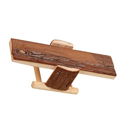 SEWOART Hamsterwippe Hamster hamsterspielzeug holzspielsachen Nagetier-Wippe holzspielzeug Ratte Käfig klein Wippe für Haustiere Hamster, der Wippe spielt hölzern Coffee
