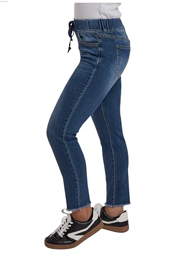 Royalty For Me Calça jogger feminina pequena cintura alta jeans tornozelo, T matizado azul, GG