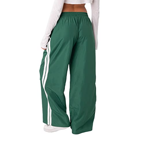Track Pants Women Baggy Pants Drawstring Waist Striped Wide Leg Cargo Trousers Loose Parachute Y2k Sweatpants3