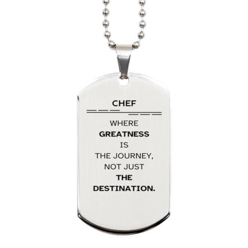 Best Chef Gifts, Where greatness is the journey, Epic Birthday Christmas Unique Silver Dog Tag For Chef, Coworkers, Men, Women, Friends