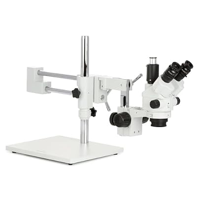 AmScope - 3.5X-45X Simul-Focal Stereo Lockable Zoom Microscope on Dual Arm Boom Stand - SM-4NTPX