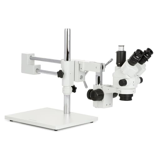 Image of AmScope - 3.5X-45X Simul-Focal Stereo Lockable Zoom Microscope on Dual Arm Boom Stand - SM-4NTPX