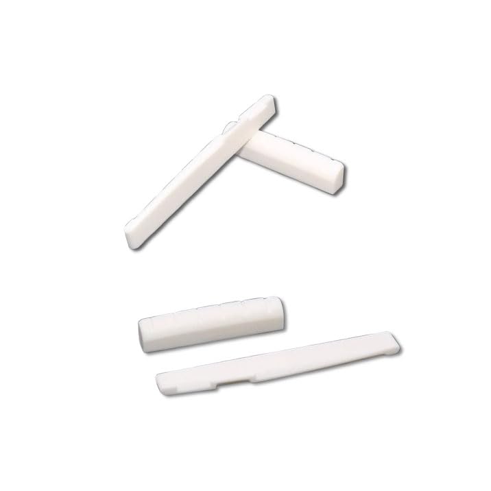 Acoustic Guitar Bridge Saddle and Nut 4Pcs 2 Sets, Real Cattle Bone Accessories for 6 String Guitar