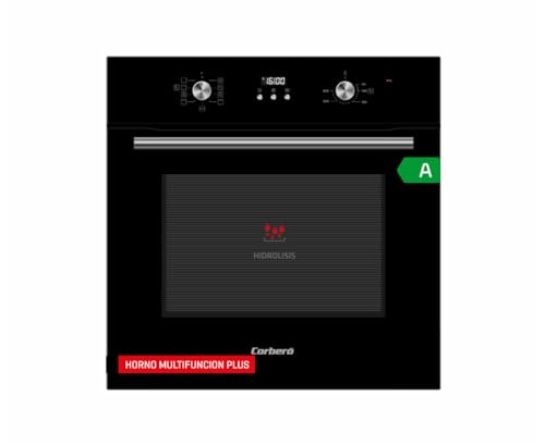 Corberó - Horno Multifunción 70L | CCHMD803N | Cristal Negro | Display Digital | 8 Programas | Guías Extraíbles | Luz Interior | Puerta Doble Cristal | 3000W | Eficiencia Energética A, Negro