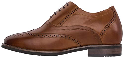 Image of CALTO - G60101-2.6 Inches Taller - Height Increasing Elevator Shoes (Dark Brown Lace-up Wing-tip) (8 D(M) US)
