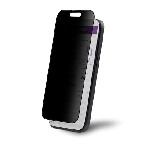 StarTech.com 4-Way Privacy Screen For iPhone 15 Plus, Portrait/Landscape, Touch-Enabled, +/- 30° View, Tempered Glass Filter Black