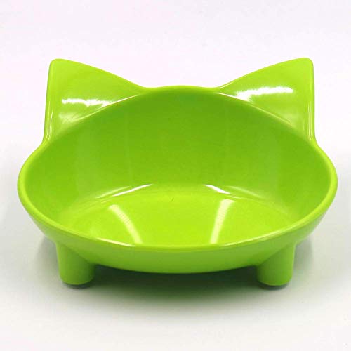 Farrom - Cuenco de Comida para Gatos (Antideslizante), diseño de Gato, Verde, Talla única