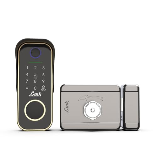 Image of Link Smart Flexi 5-in-1 IP67 Waterproof Wi-Fi Smart Rim Lock | Fingerprint, App, PIN, Card, Key | Digital Main Door Lock with Mobile Access, Gold