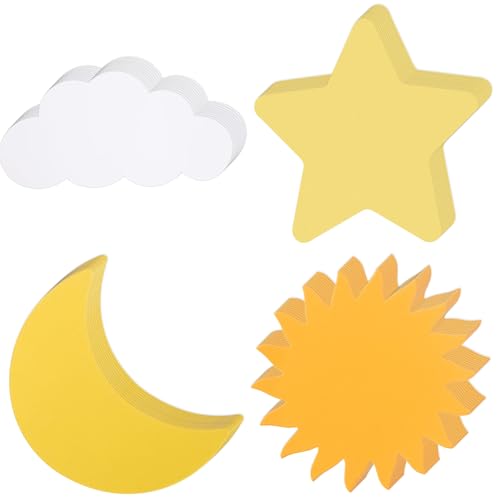 MixTeach 200 Pieces Paper Cutouts Sun Star Moon White Cloud