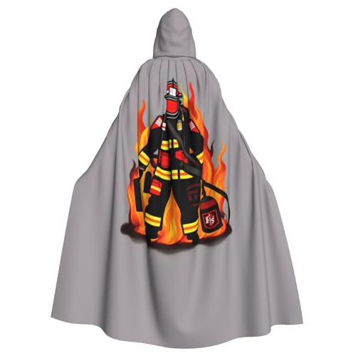 OdDdot Cape de carnaval imprimée pompier pour adulte, costume de sorcière pour homme et femme, costume de cosplay